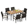 Costway 7 PCS Patio Dining Set with Acacia Wood Dining Table Rattan Armchairs Soft Cushions - 2 of 4