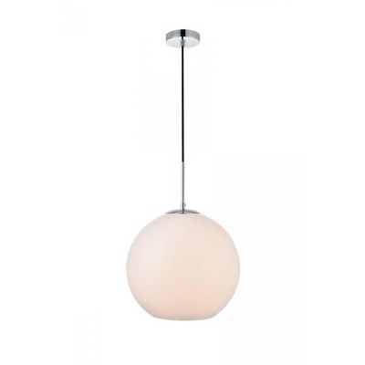 Elegant Lighting Baxter 1 Light Chrome Pendant With Frosted White Glass