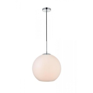 Elegant Lighting Baxter 1 Light Chrome Pendant With Frosted White Glass - 1 of 4