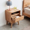 MAYEERTY Solid Oak Wood Nightstand with Dual Drawer Modern Bedside Cabinet for Bedroom Living Room - 2 of 4