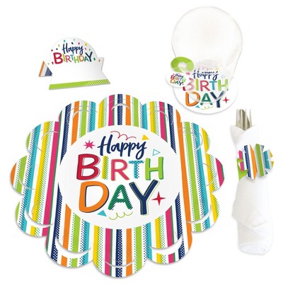 Big Dot of Happiness Cheerful Happy Birthday - Colorful Birthday Party Paper Charger and Table Decorations - Chargerific Kit - Place Setting for 8
