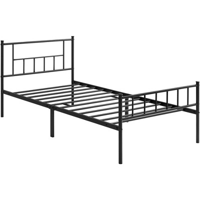 Image showcasing Yaheetech Basic Metal Bed Frame With Headboard And Footboard, Black ...