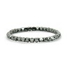 Steeltime Men's black lava,  hematite, white agate, and 18k gold plated stainless steel beaded bracelet set - 3 of 4