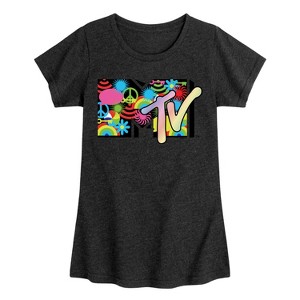 Girls' - MTV - Icon Collage Logo Fitted Short Sleeve Graphic T-Shirt - 1 of 3