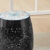 Mosaic Patio Side Table with Roman-patterned Ceramic Tile Top and Iron Frame, Outdoor End Table for Patio -Christopher Knight Home - 4 of 4