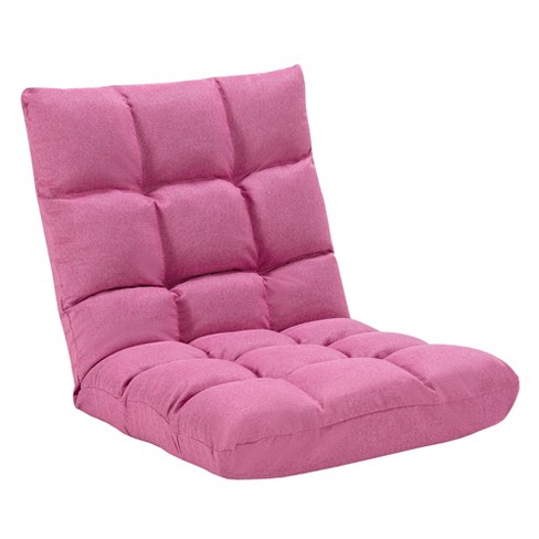 Costway Adjustable 14-position Floor Chair Folding Lazy Gaming Sofa Chair  Cushioned-pink : Target