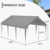 Heavy Duty Carport, 10 x 20ft to 13 x20ft Portable Waterproof Weather Resistant UV Protected, Outdoor Storage Shed for Cars Boats - 2 of 4