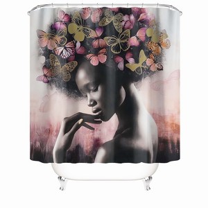 Woman With Butterflies Shower Curtains for Bathroom Waterproof Fabric Bath Curtain Durable Soft Stylish Bathroom Decor 72x72 Inch - 1 of 1