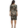 24seven Comfort Apparel Maternity Three Quarter Sleeve Faux Wrap Dress in Green Animal Print - 3 of 3