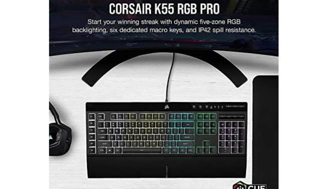 Corsair K55 RGB Pro Gaming Keyboard for PC, 2 of 5, play video
