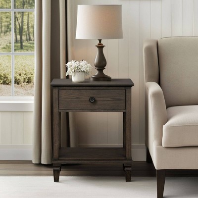 Sapphtopaz Night Stand with Drawer and Storage Space Farmhouse Side Table with Conical Solid Wood Legs, Nightstand for Bedroom, Living Room