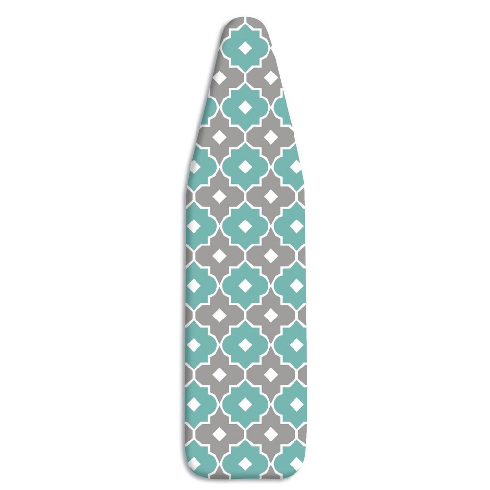 Whitmor Supreme Cover and Pad Paragon Turquoise and Gray: Adjustable Scorch-Resistant Ironing Board Cover, 54"x15"