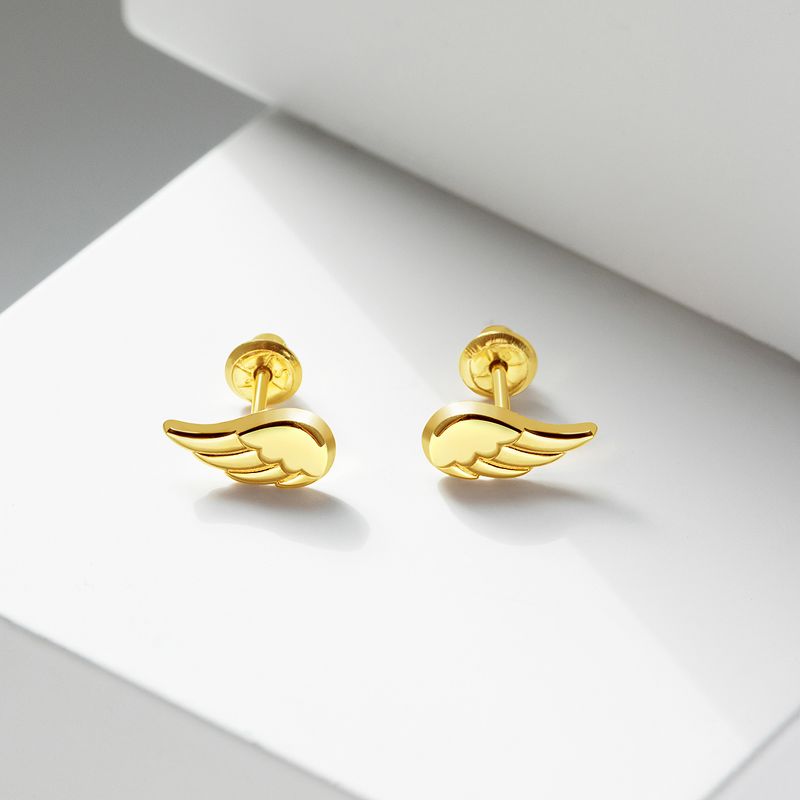 Girls' Angel Wings Screw Back 14k Gold Earrings - In Season Jewelry, 5 of 7