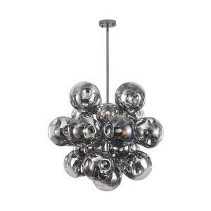 PAKOKULA Modern Sputnik 25-Light Silver Bubble Cluster Chandelier with Smoky Gray Hammered Glass Shades - 1 of 4