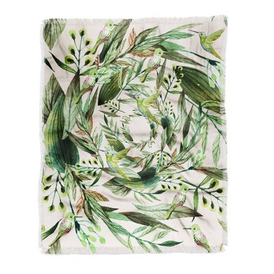 Marta Barragan Camarasa Nature In Circles Woven Throw Blanket Green - Deny Designs