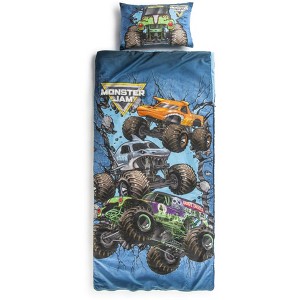 Jay Franco Kids Monster Jam 2 Piece Set Indoor Sleeping Bag for School and Sleepovers - 1 of 4