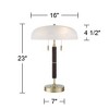 Possini Euro Design Wyndham 23" High Mid Century Modern Desk Lamp Dual USB Ports Black Metal Single Glass Dome Shade Home Office Living Room Charging - 4 of 4