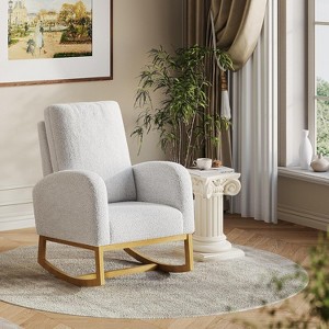 Acekool Upholstered Glider Rocking Chair for Nursery & Living Room, High Back with Side Pocket, Smooth Rock & Glide - 1 of 4
