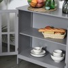GlasFlength Kitchen Storage Accent Kitchen Cabinet Storage Cabinet Morden Sideboard Cabinet 2 Doors for Dining Room, Gray, 31.5"*14.3"*31.5" - 3 of 4
