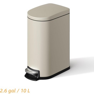 2.6 Gallon/10 Liter Slim Trash Can, Stainless Steel Garbage Bin with Removable Inner Bucket, Step Trash Can Rectangle Waste Bin