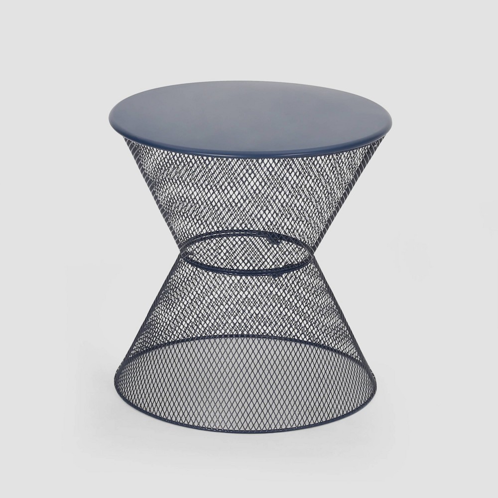 Nevada Iron Modern Side Table Matte Navy Blue - Christopher Knight Home: Weather-Resistant Patio Accent Table