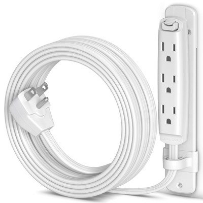 Maximm Flat Extension Cord Multi 3-Outlet Power Cord with Mounting Bracket, Grounded 16 AWG UL Certified