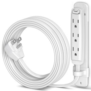 Maximm Flat Extension Cord Multi 3-Outlet Power Cord with Mounting Bracket, Grounded 16 AWG UL Certified - 1 of 1