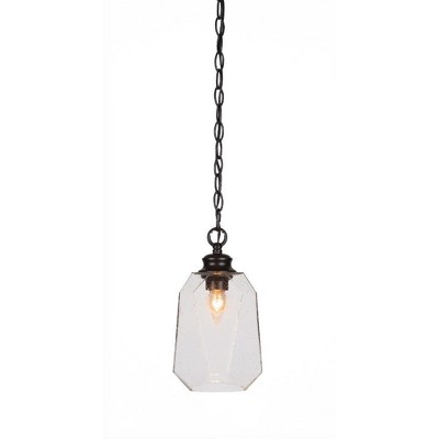 Toltec Lighting Rocklin 1 - Light Pendant in  Matte Black with 6.25" Clear Bubble Shade