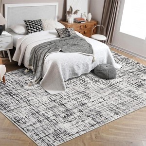 Washable Modern Abstract Area Rug with Non-Slip Backing, Soft Pearl Velvet Low-Pile Carpet, Non-Shedding Durable Indoor Rug for Living Room - 1 of 4