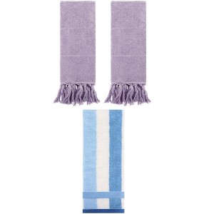 REGALWOVEN 3 Packs Cotton Absorbent Soft Decorative Bathroom Hand Towel Set - 1 of 4