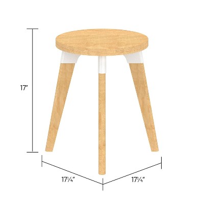 22" Round Maple and White Metal Accent Table