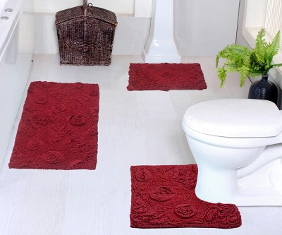 Better Trends Tiles Collection 2-Piece Burgundy 100% Cotton Bath