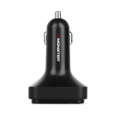 Monster Wireless FM Transmitter with 20watt USB C and 3D Surround Sound Bluetooth Car Accessory Black Lifetime Warranty