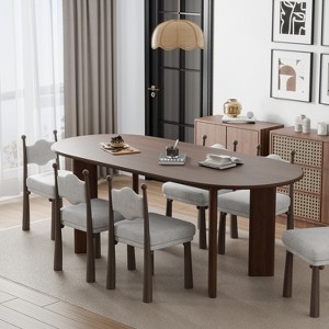 Spassway 67"L*33.5"W Oval Oak Wood Dining Table with 4 Legs Modern Kitchen Table with Solid Wood Legs for Seats 6 - 1 of 4