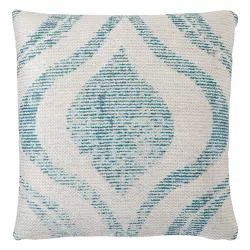 18"x18" Cymbal Indoor/Outdoor Geometric Square Throw Pillow Teal/Cream - Jaipur Living
