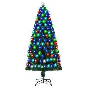 7FT Pre-Lit Spruce Artificial Christmas Tree W/280 Branch Tips & 285 Multicolored LED Lights - 1 of 4