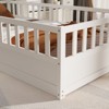 CAVINAS Twin Bed Frames, Wooden Kids Floor Bed with Extra High Safety Barrier, Modern Platform Bed for Bedroom, Living Room - 2 of 4