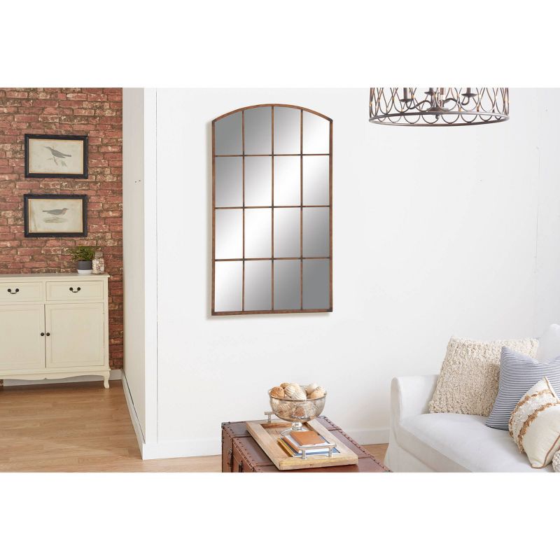 Metal Window Pane Inspired Wall Mirror with Arched Top Copper - Olivia &#38; May, 2 of 8