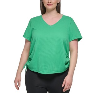 Calvin Klein Womens Textured Side Ruched Embellished T-Shirt - 1 of 1