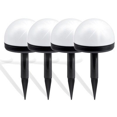 Bell + Howell Solar Powered Dome Pathway Lights with Auto On/Off, Set of 4