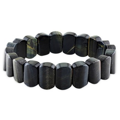 EVERLY JEWELRY | Blue Tiger Eye Bead Stretch Bracelet, 8-inch