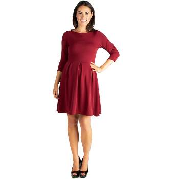 24seven Comfort Apparel Perfect Fit and Flare Maternity Pocket Dress