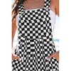 Amaryllis Women’s Checkerboard Wide Leg Overalls Relaxed Fit Sleeveless One-Piece Adjustable Strap Jumpsuit - 3 of 4