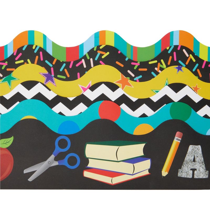 Juvale 234 Feet of Scalloped Bulletin Board Borders for Classroom Decor - 6 Assorted Designs for School Chalkboards, 78 Pieces, 5 of 11
