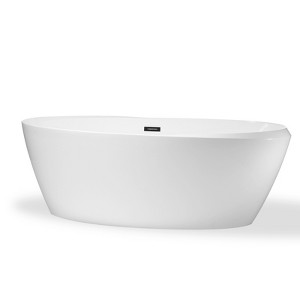 59 in.Acrylic Freestanding Bathtub Contemporary Soaking Tub Fiberglass Flatbottom Modern Stand Alone - 1 of 4