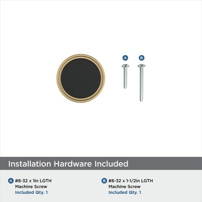 Matte Black and Bronze Round Cabinet Knob with Mounting Hardware