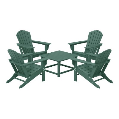WestinTrends Dylan 5-Piece Outdoor Patio HDPE Adirondack Chair With Square Coffee Table Conversation Set