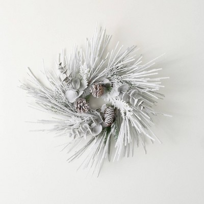 Sullivans Artificial Heavily Flocked Mini Christmas Wreath  Green-White  Indoor Christmas DÃƒÂ©cor