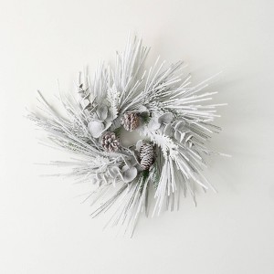 Sullivans Artificial Heavily Flocked Mini Christmas Wreath  Green-White  Indoor Christmas DÃƒÂ©cor - 1 of 3