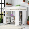 Full Size Loft Bed with Wardrobe, 2-Drawer Desk, Open Storage Cabinet, Pine Wood & MDF Frame - 2 of 4